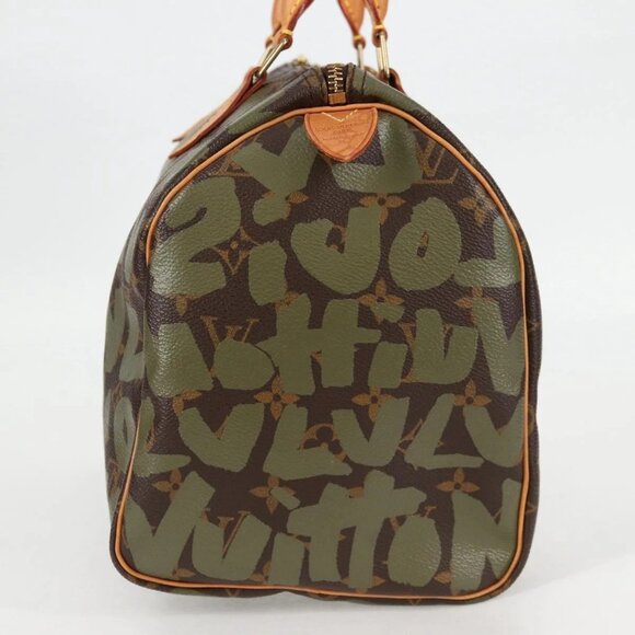 LOUIS VUITTON Monogram Graffiti Speedy 30 Bag Green Khaki - Picture 4 of 16